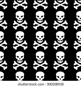 Skull and bones seamless pattern. Halloween illustration.