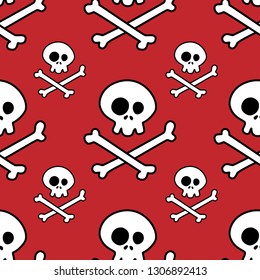 Skull and bones seamless pattern vector illustration