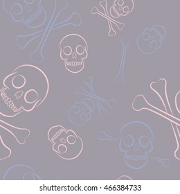 skull, bones, seamless pattern, vector illustration