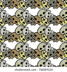skull bones in seamless pattern vector illustration