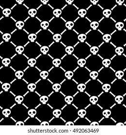 Skull and bones seamless texture. Vector background, Gorgeous texture for printing.