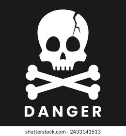 Skull and bones a sign of danger vector illustration isolated background