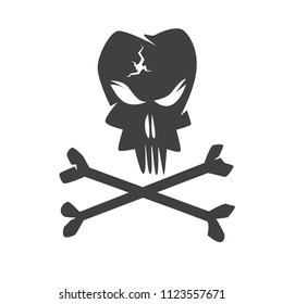 skull with bones sign on a white background