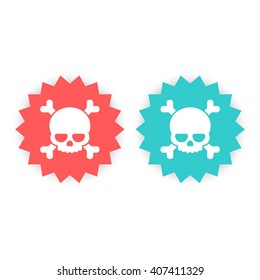 skull and bones sign, pictogram, badge, vector illustration