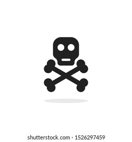 skull with bones simple black icon. concept of minimal badge like danger or poisoned sign. flat style trend modern crossbones logotype graphic art element isolated on white background