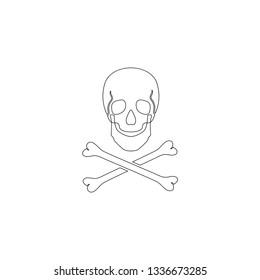 Skull and bones. simple flat vector icon illustration. outline line symbol - editable stroke