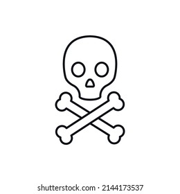 Skull with bones simple icon.