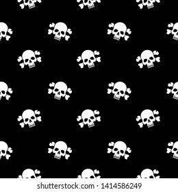 Skull and bones skeleton seamless pattern