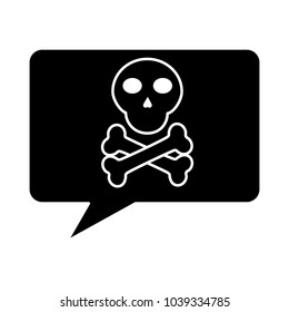 skull bones in speech bubble data hacker