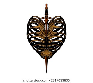 Schädelknochen mit Schwertgotik, Vektorgrafik