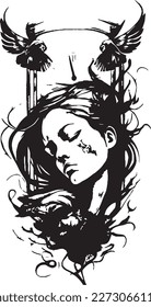 cráneo, huesos, tatuaje, dibujo, tinta, miedo