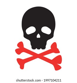 Skull bones vector. Danger sign symbol