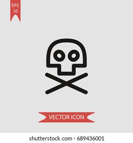 Skull and bones vector icon, illustration symbol