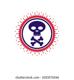 Skull and Bones vector icon isolated on white background. Warning sign, beware.