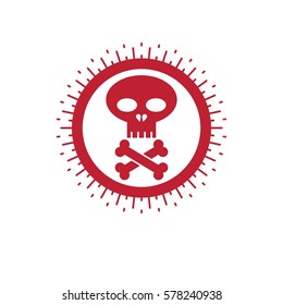Skull and Bones vector icon isolated on white background. Warning sign, beware.