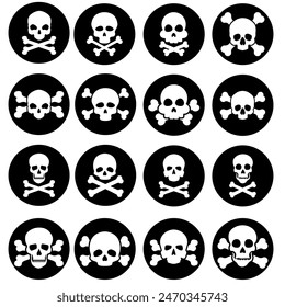 Skull and Bones vector icon set. danger illustration sign collection. poison symbol or logo.
