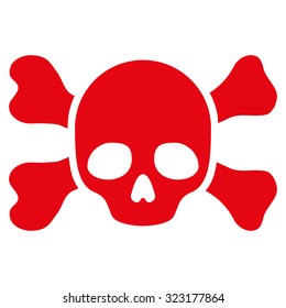 Skull And Bones vector icon. Style is flat symbol, red color, rounded angles, white background.