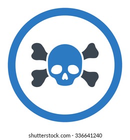 Skull And Bones vector icon. Style is bicolor flat rounded symbol, smooth blue colors, rounded angles, white background.