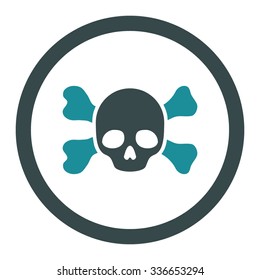 Skull And Bones vector icon. Style is bicolor flat rounded symbol, soft blue colors, rounded angles, white background.