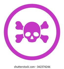Skull And Bones vector icon. Style is flat rounded symbol, violet color, rounded angles, white background.