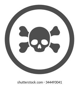 Skull And Bones vector icon. Style is flat rounded symbol, gray color, rounded angles, white background.