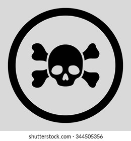Skull And Bones vector icon. Style is flat rounded symbol, black color, rounded angles, light gray background.