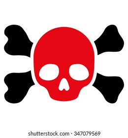 Skull And Bones vector icon. Style is bicolor flat symbol, intensive red and black colors, rounded angles, white background.