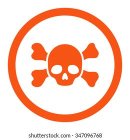 Skull And Bones vector icon. Style is flat rounded symbol, orange color, rounded angles, white background.
