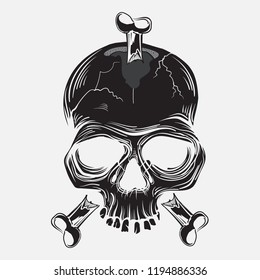 Skull and bones vector illustration