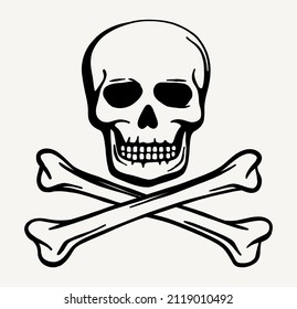 Skull and bones vector illustration - Hand drawn