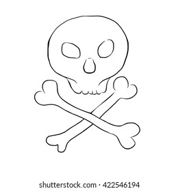 Skull and bones vector ink drawing. Hand-drawn line art