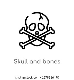 skull and bones vector line icon. Simple element illustration. skull and bones outline icon from nautical concept. Can be used for web and mobile