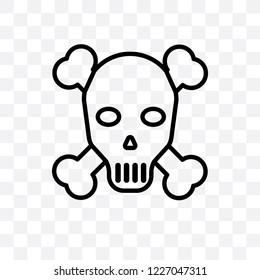 Skull and bones vector linear icon isolated on transparent background, Skull and bones transparency concept can be used for web and mobile