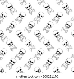 Skull and bones vector pattern. Skull seamless pattern. Skull and crossbones background. Skull wallpaper. Vector illustration with skulls in EPS10 format. Skull tattoo style background.