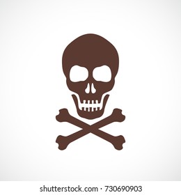 Skull and bones vector symbol on white background