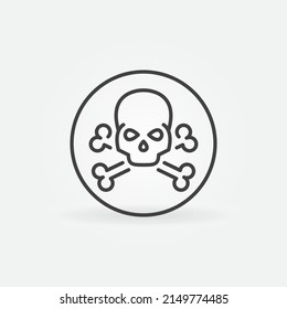 Skull with Bones vector thin line Crossbones concept round icon or design element