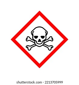 Skull And Bones Warning Icon On White Background. Flat Style. Deadly Danger Symbol. Skull Danger Sign.