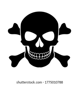 Skull and bones warning sign, icon. Danger sign.