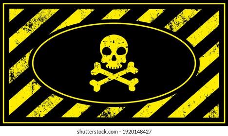 Skull and bones warning sign. Vector icon