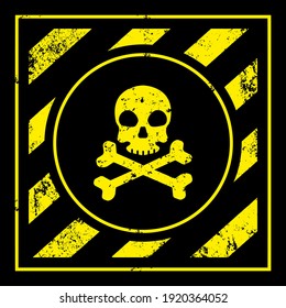 Skull and bones warning sign. Vector icon