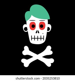 Skull and bones zombie men. A skull for the conceptual design of the Halloween celebration. Vector illustration