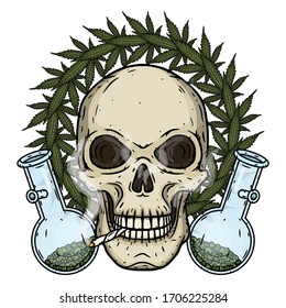 Skull Skull Bong Marijuana Leaves Rastaman Stock Vector (Royalty Free ...