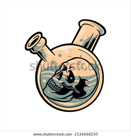 skull bong tattoo vector design