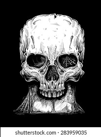 Skull and Book in Black and White