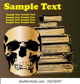 Skull and Books Vector Background