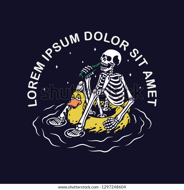 Skull with a\
Bottle Beer Sitting in a Duck\
Buoy