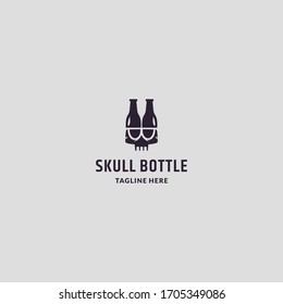 Skull Bottle Logo-Vorlage Design in Vektorillustration Illustration 