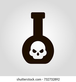 Skull and bottle poison isolated flat vector icon