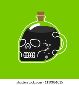 Skull bottle of poison. potion isolated. Vector illustration
