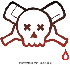 Skull and Bottles design indicating death caused by driving drunk.
